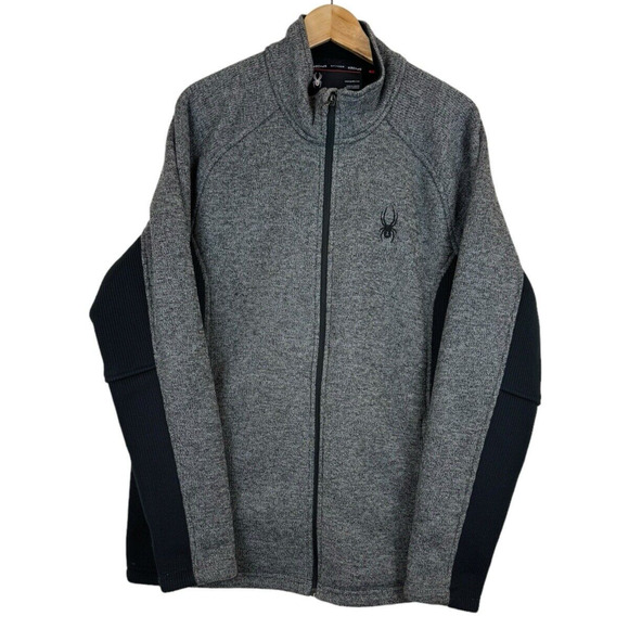 Spyder Men's Jacket XL Gray Black Full Zip Fleece Lined Jacket‎ Skiing - Picture 1 of 6